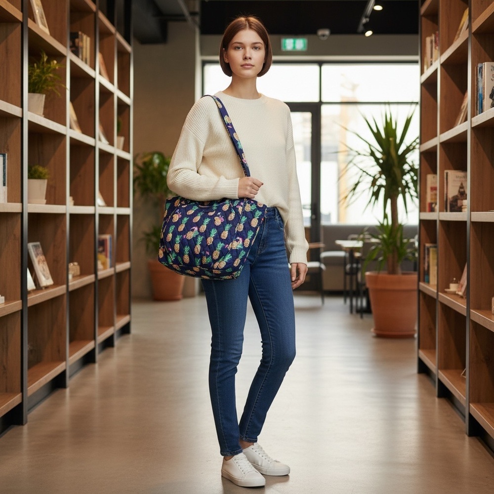 Vera Bradley Glenna Handbag Toucan Party Navy/Yellow/Green/Pink EUC